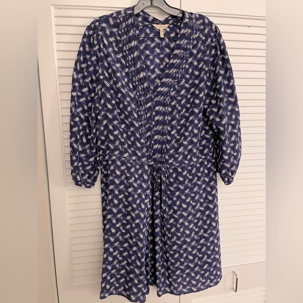 Rebecca Taylor, Purple & White Silk Dress with Adjustable Tie waist, Size:6